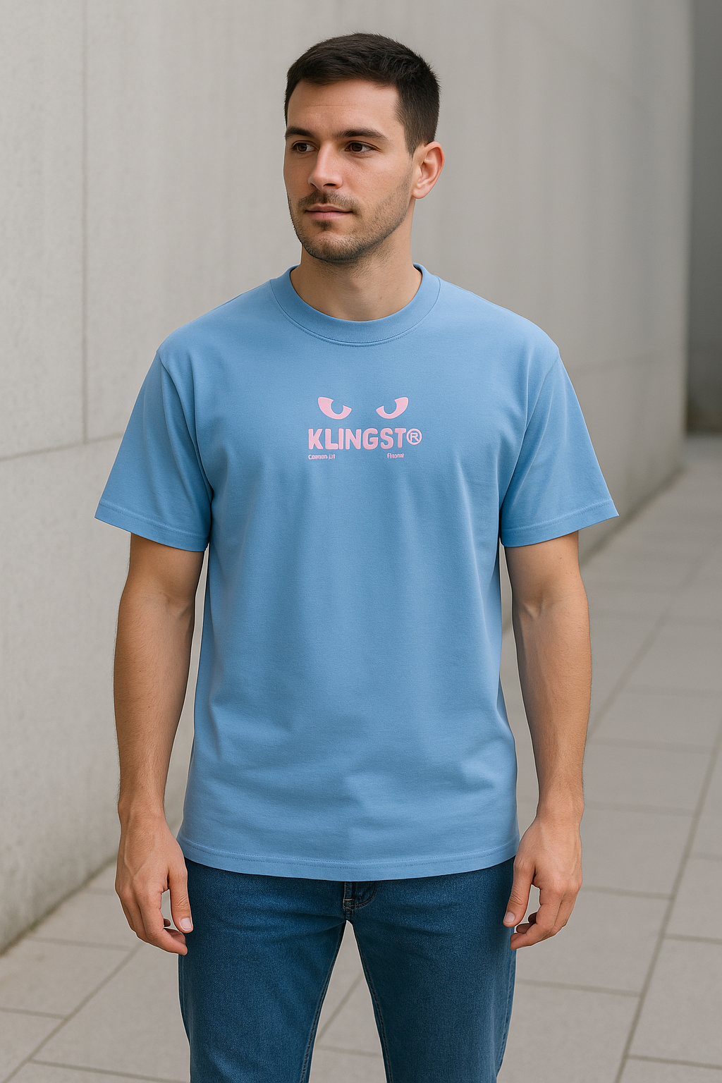 Polo Oversize Kleding Street celeste / ojos rosados pecho