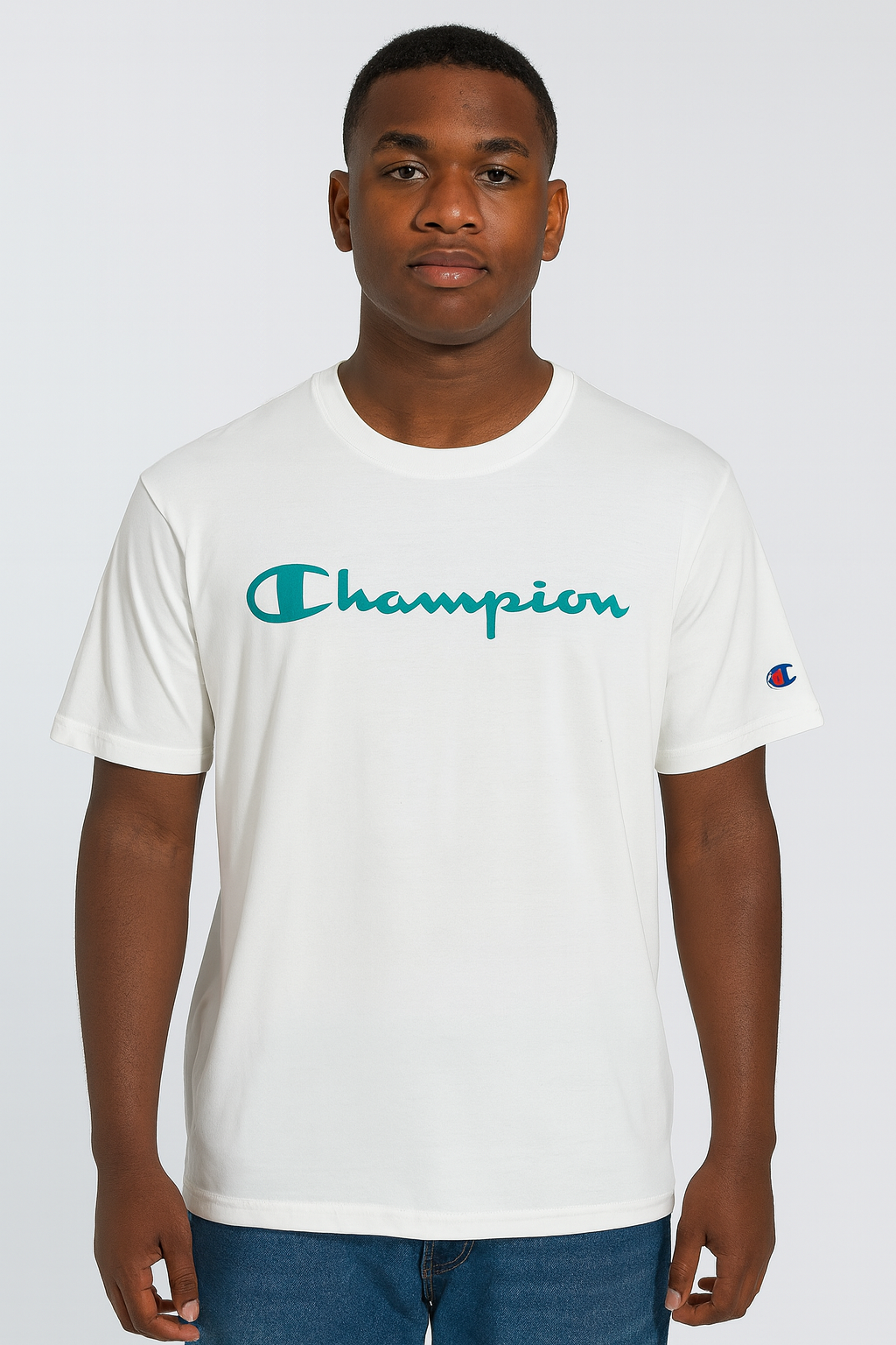 POLO CHAMPION BLANCO / LOGO VERDE