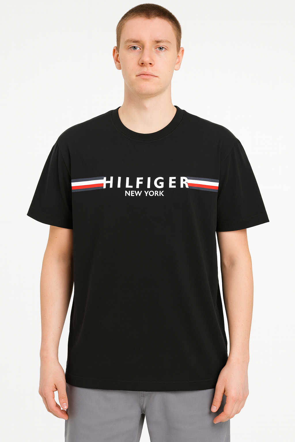 Polo tommy negro logo pecho