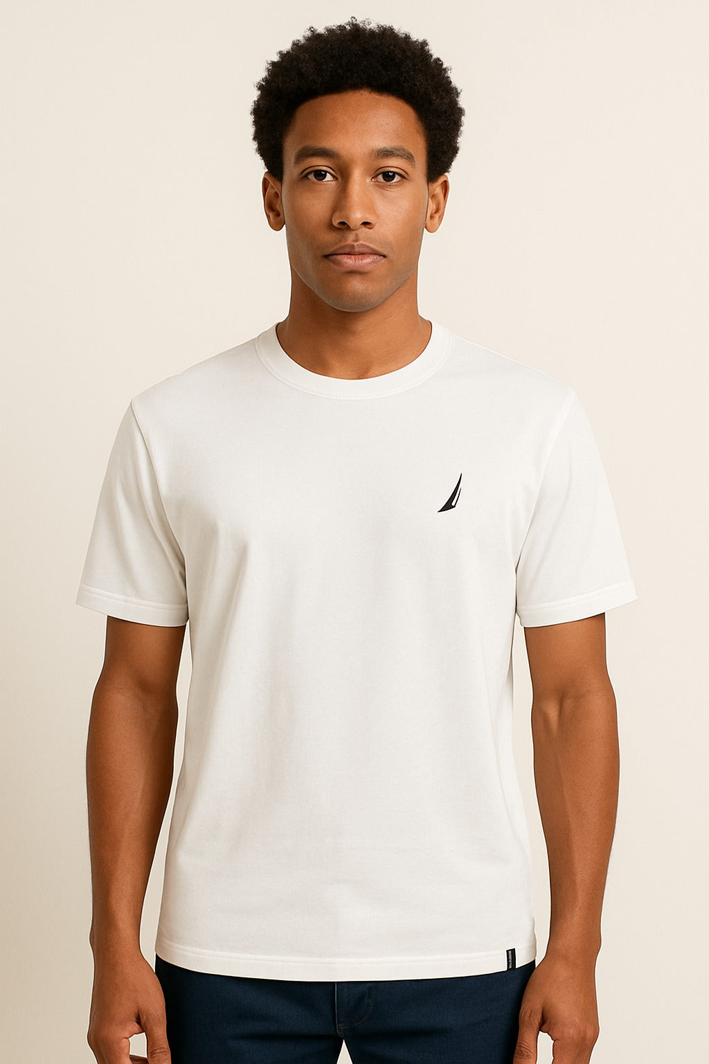 Polo Nautica blanco / Logo negro