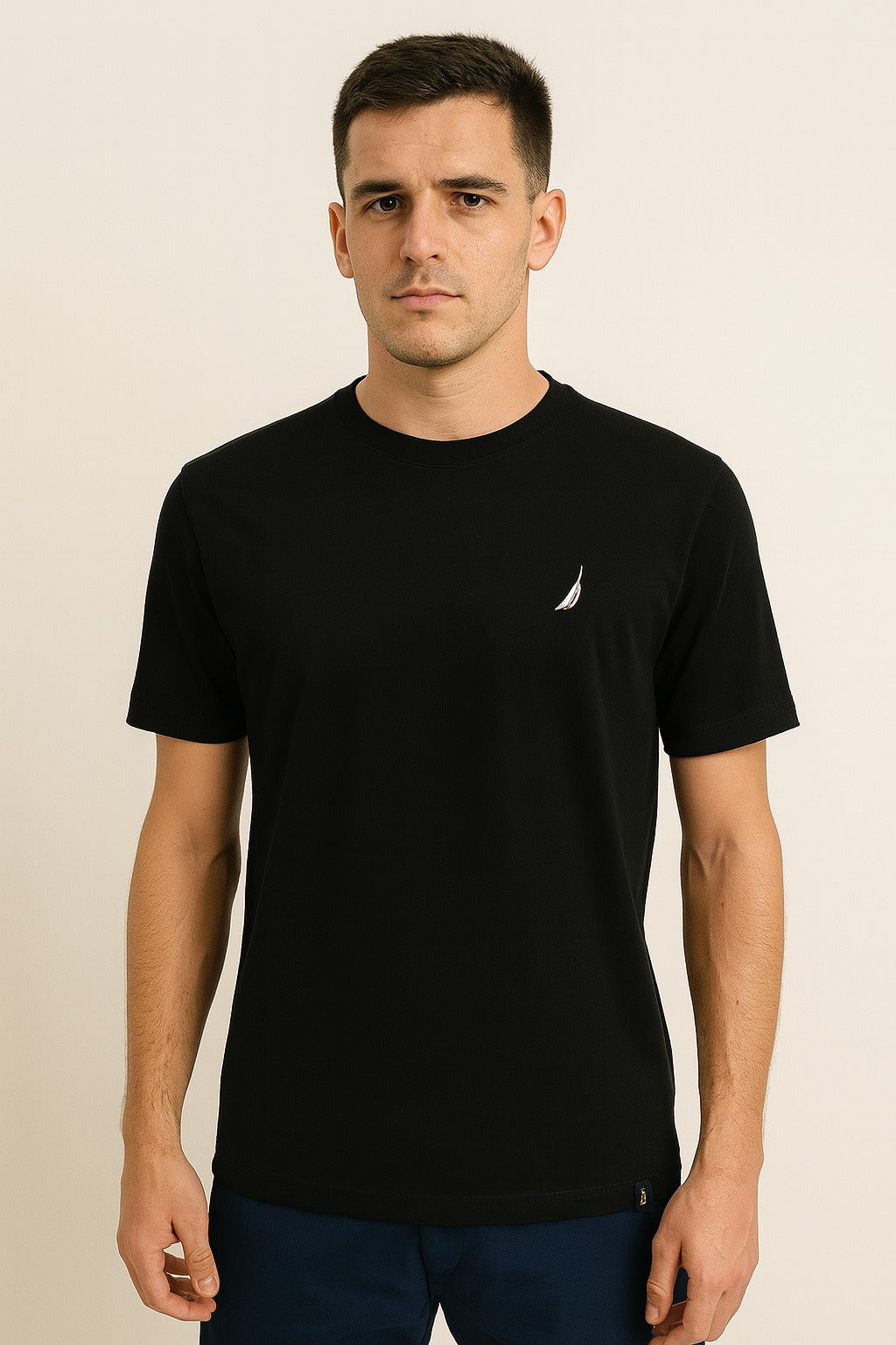 Polo Nautica negro / Logo blanco