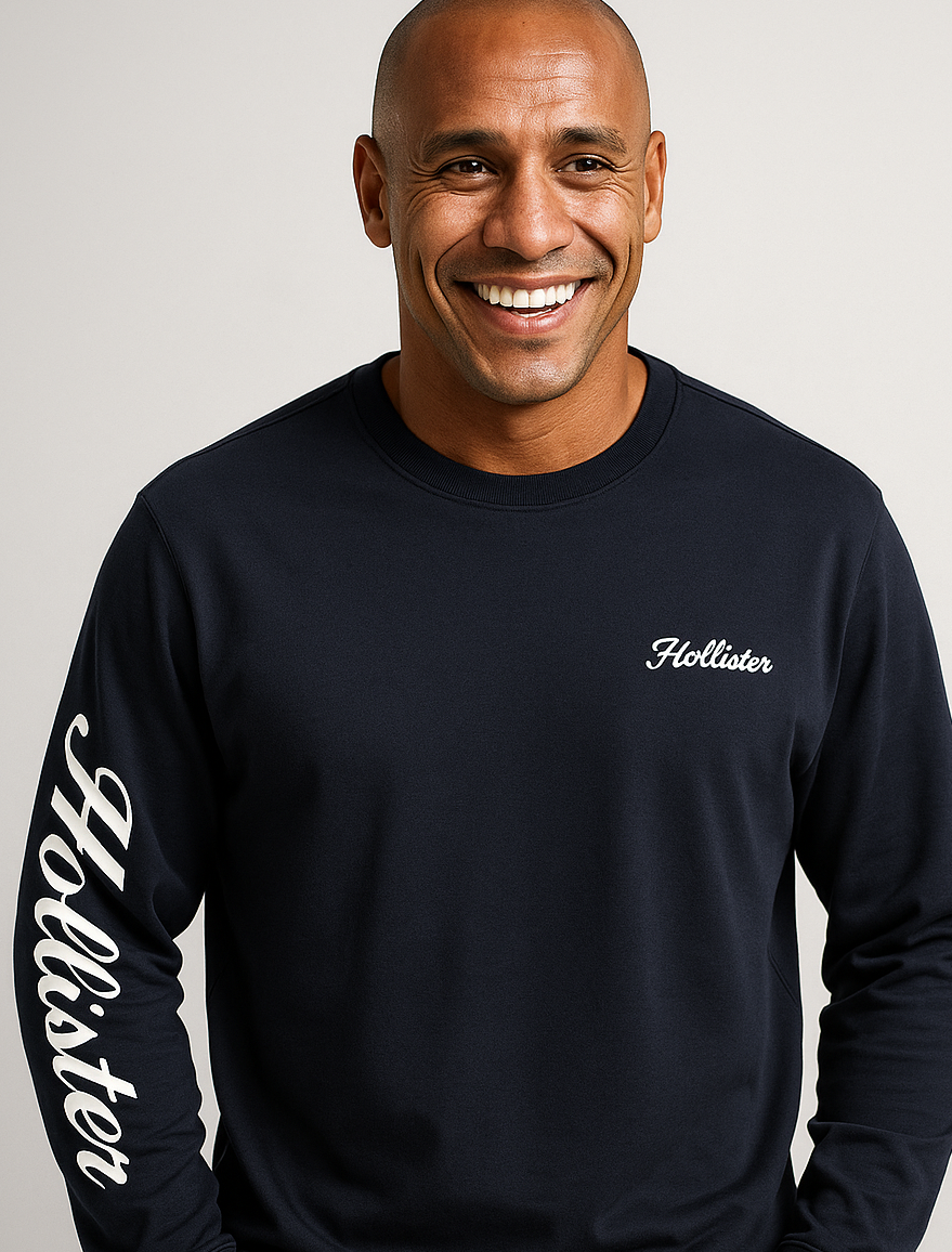 POLO MANGA LARGA HOLLISTER / AZUL MARINO