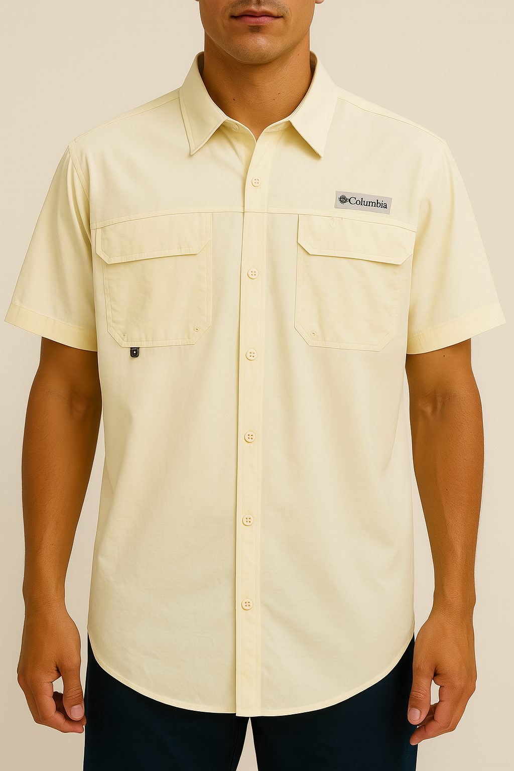 Camisa Columbia amarillo claro / Respirador