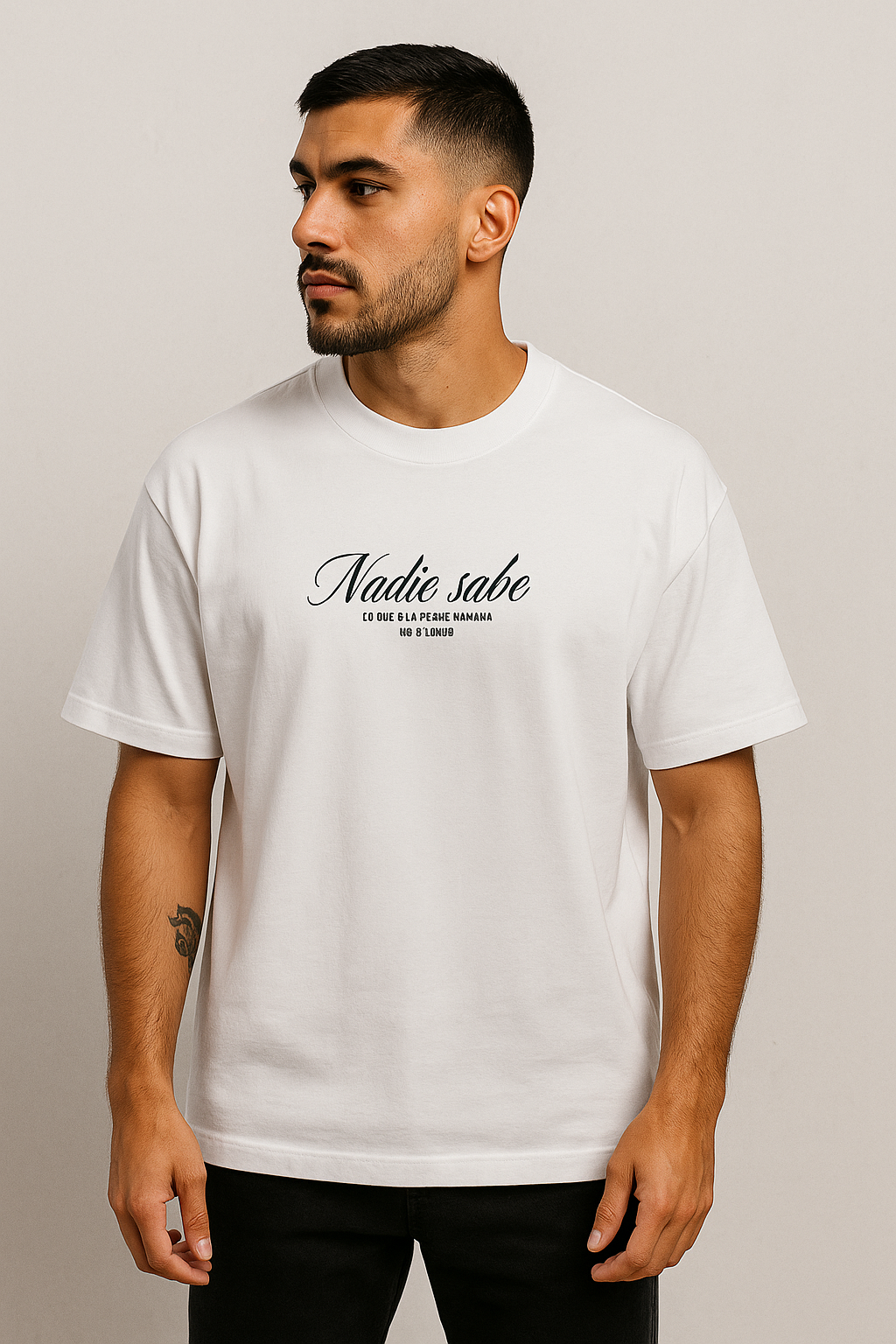 POLO BOXY FIT NTF / BLANCO / LOGO NADIE SABE