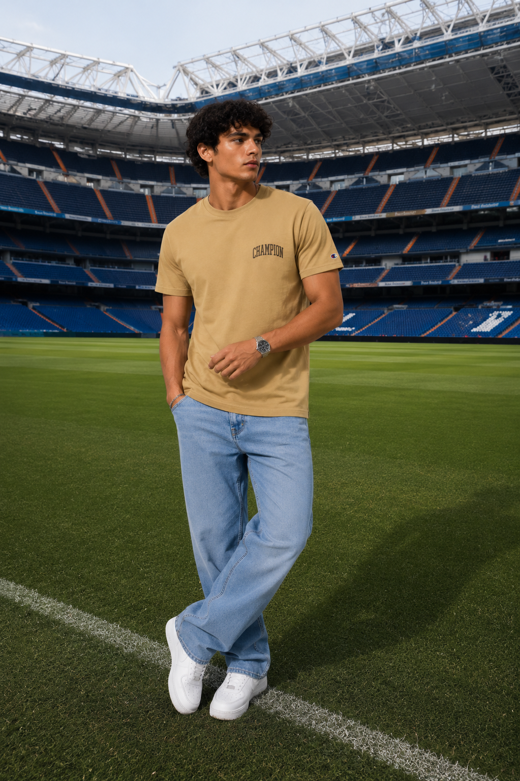 POLO CHAMPION / BEIGE / LOGO ARQUEADO