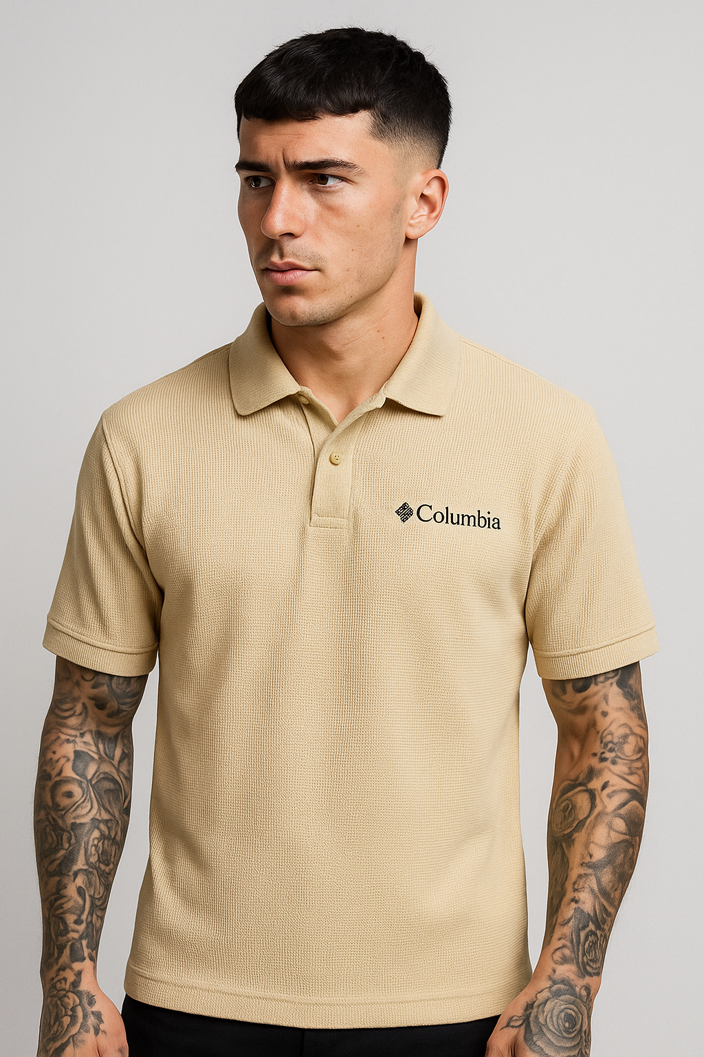 POLO CAMISERO WAFFLE COLUMBIA / BEIGE