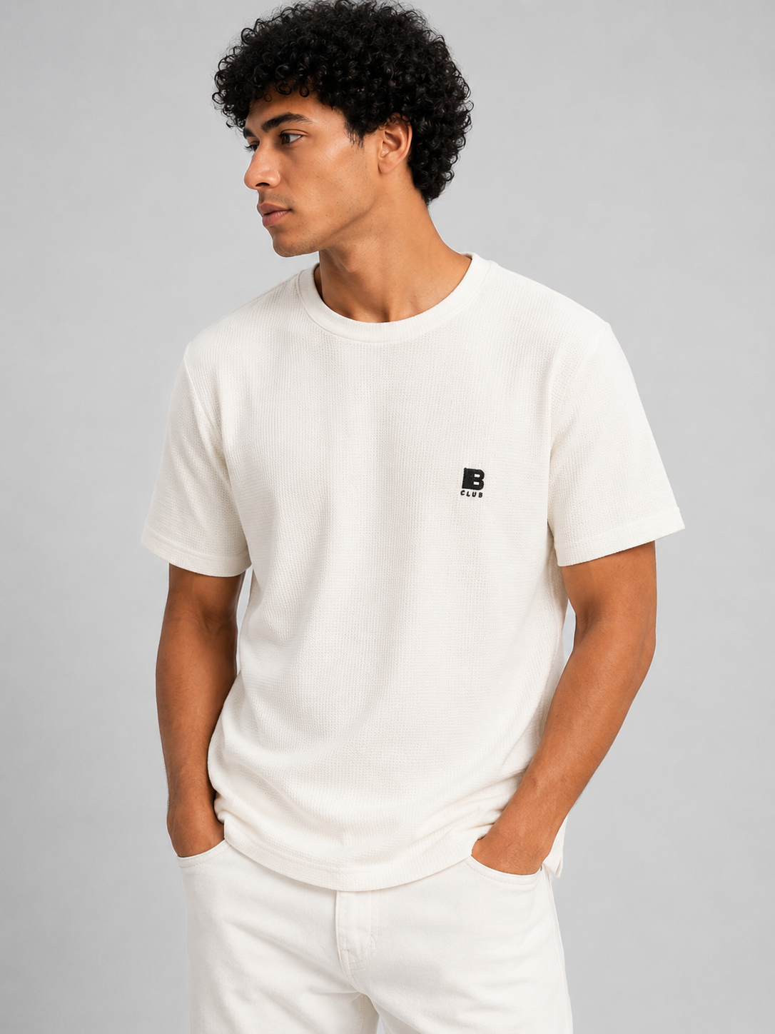 POLO BUTIGER WAFFLE CLASICO / BLANCO / LOGO B