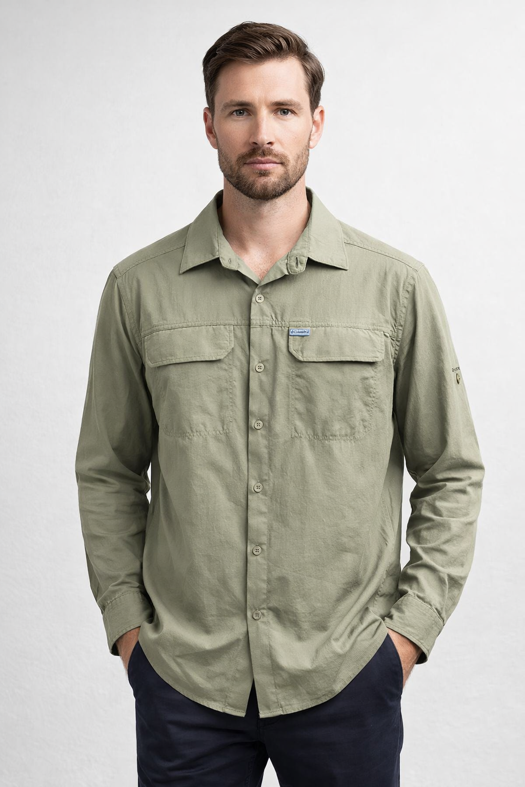 CAMISA PRO MANGA LARGA COLUMBIA / VERDE OLIVO