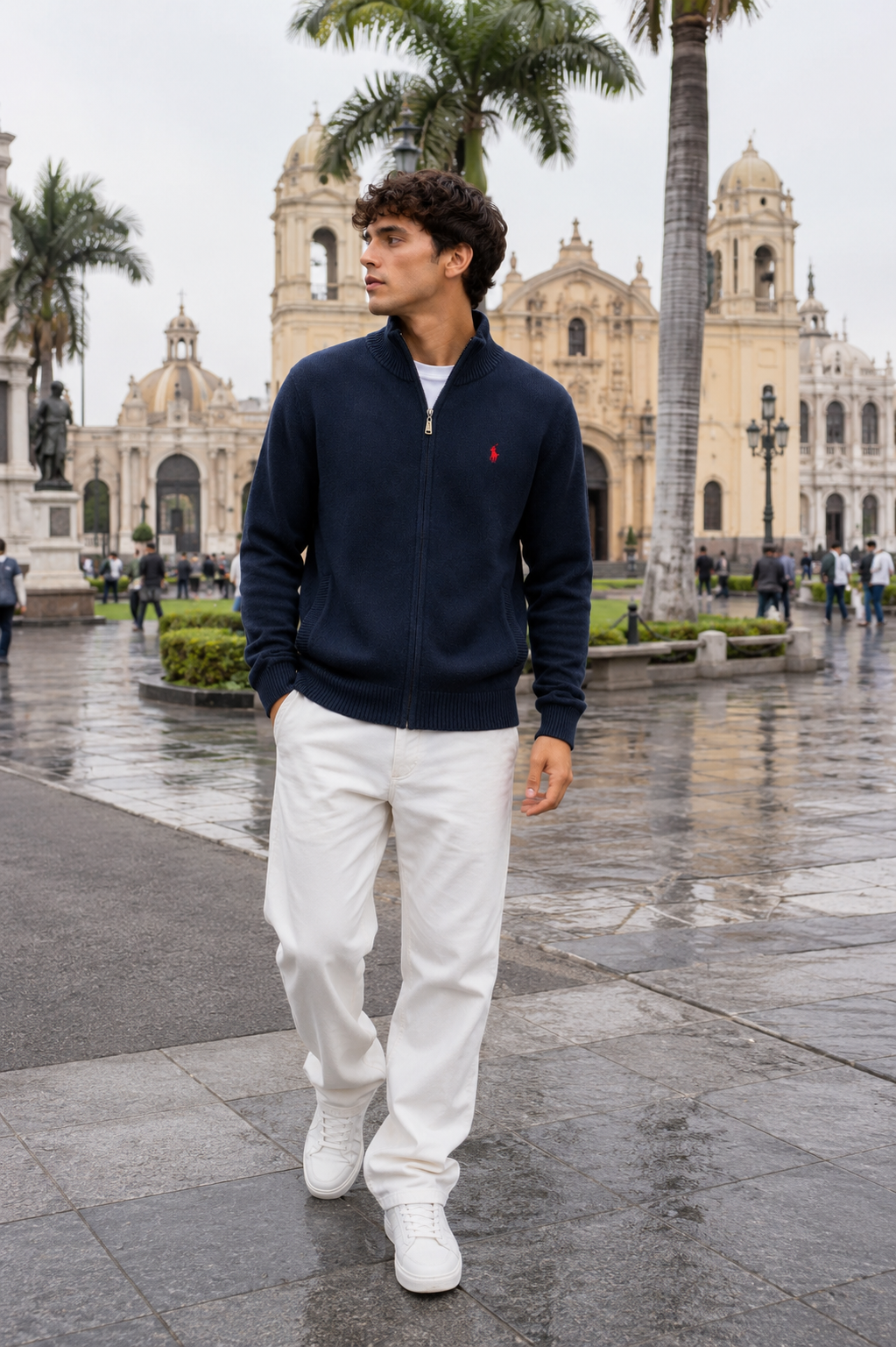 CHOMPA FINA RALPH LAUREN CON CIERRE LARGO  / AZUL MARINO