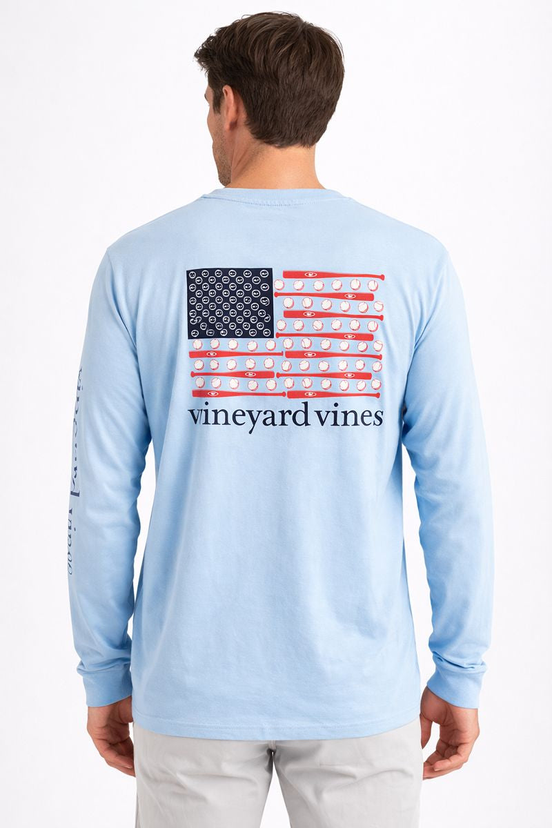 POLO MANGA LARGA VINEYARD / CELESTE / BEISBOL