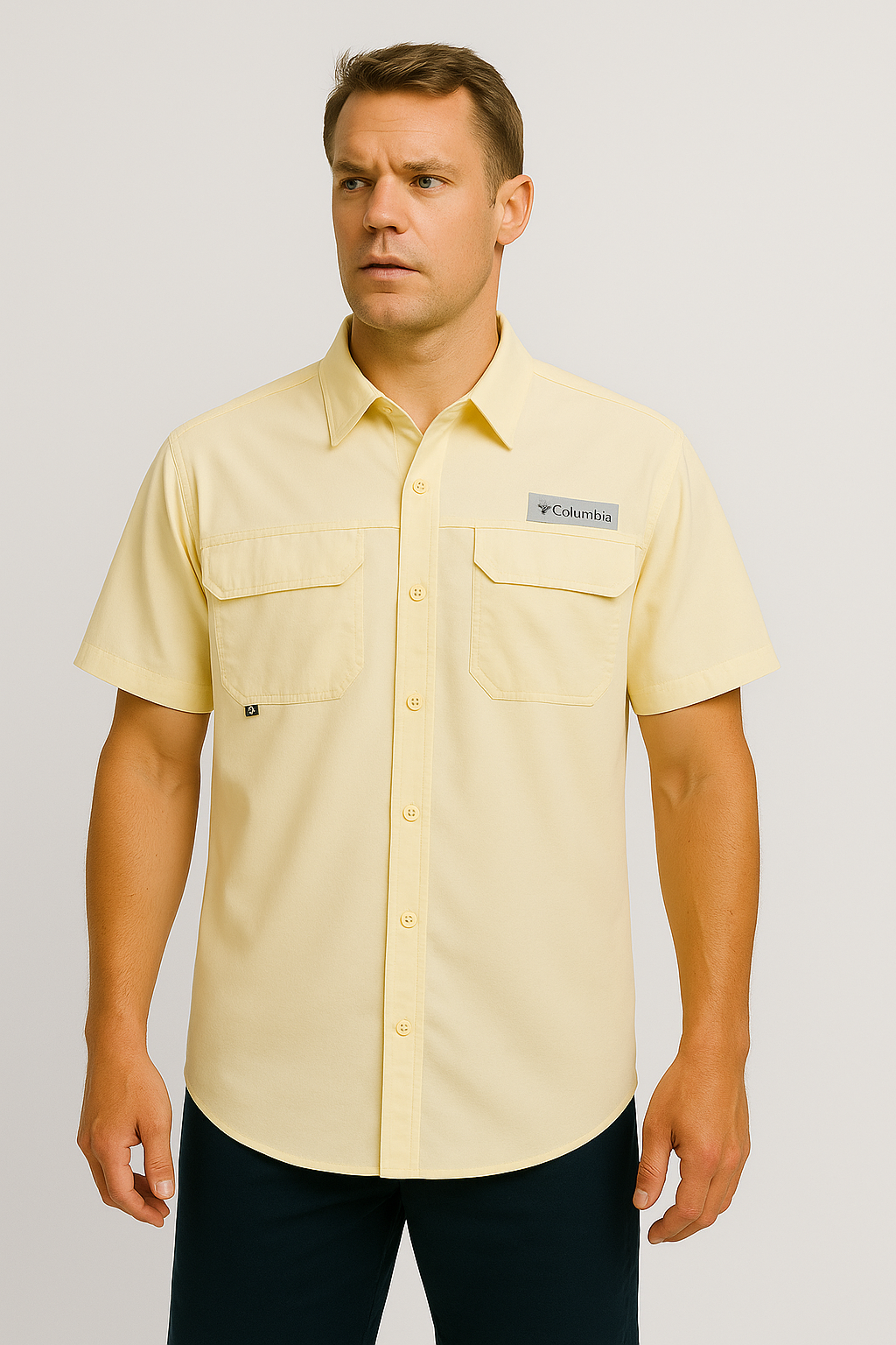 Camisa Columbia amarillo claro / Respirador