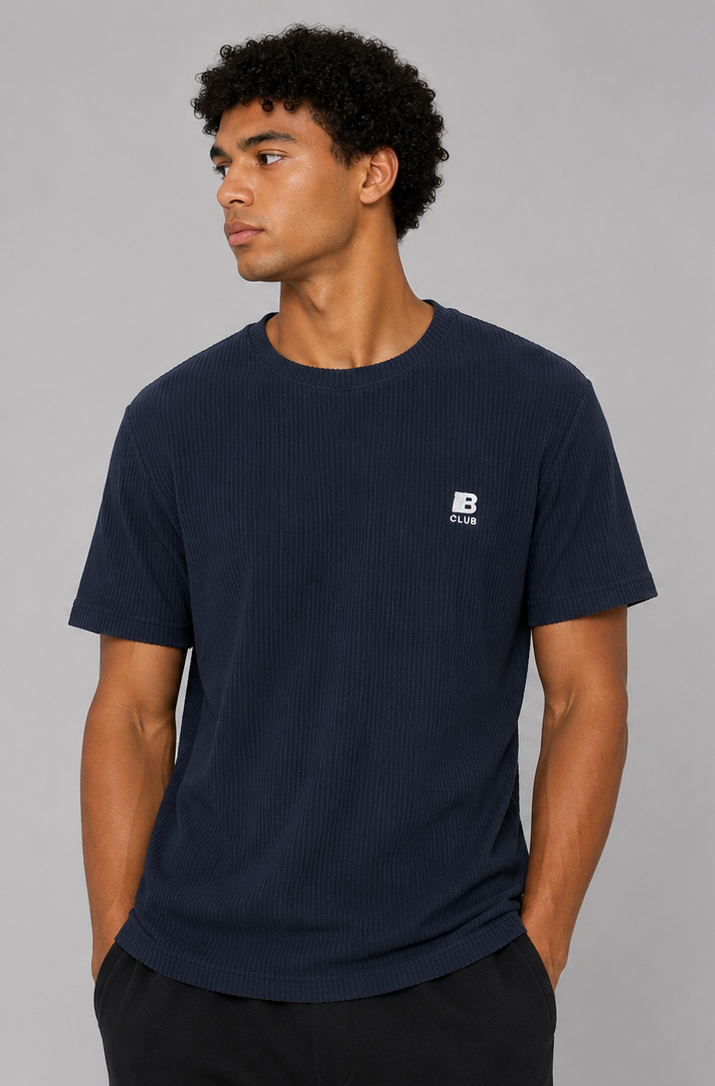 POLO BULTIGER WAFFLE ACANALADO / AZUL MARINO / LOGO B