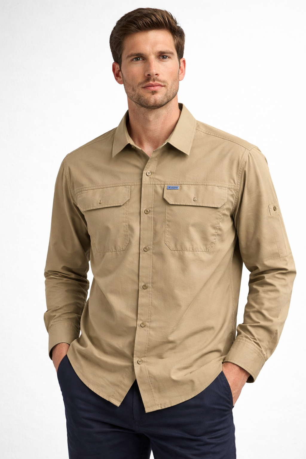 CAMISA PRO MANGA LARGA COLUMBIA / CAMELLO
