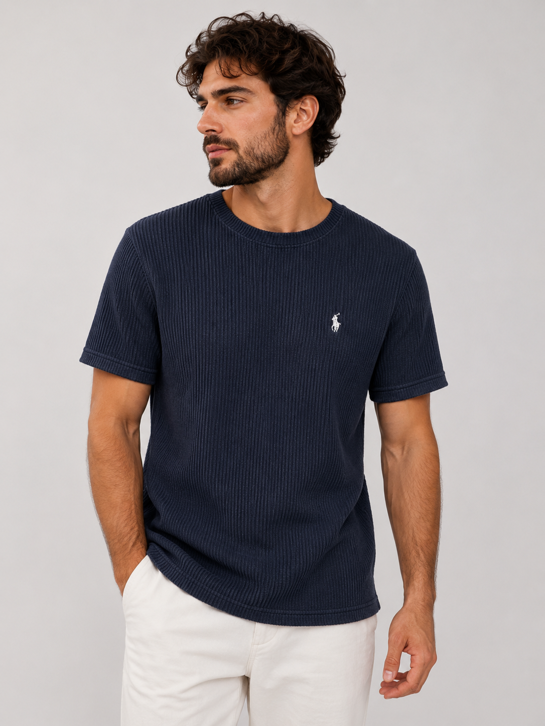 POLO RALPH LAUREN ACANALADO / AZUL MARINO