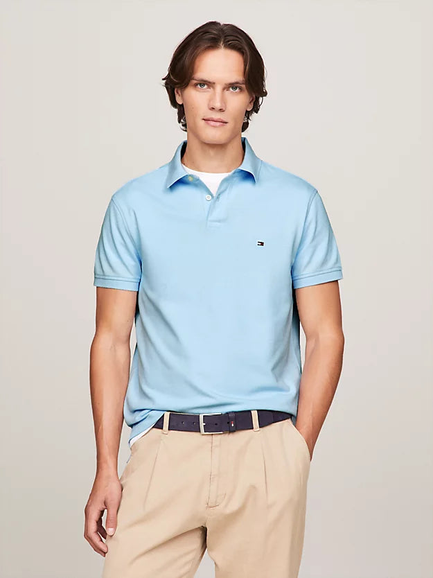 Polo camisero tommy clasico - celeste
