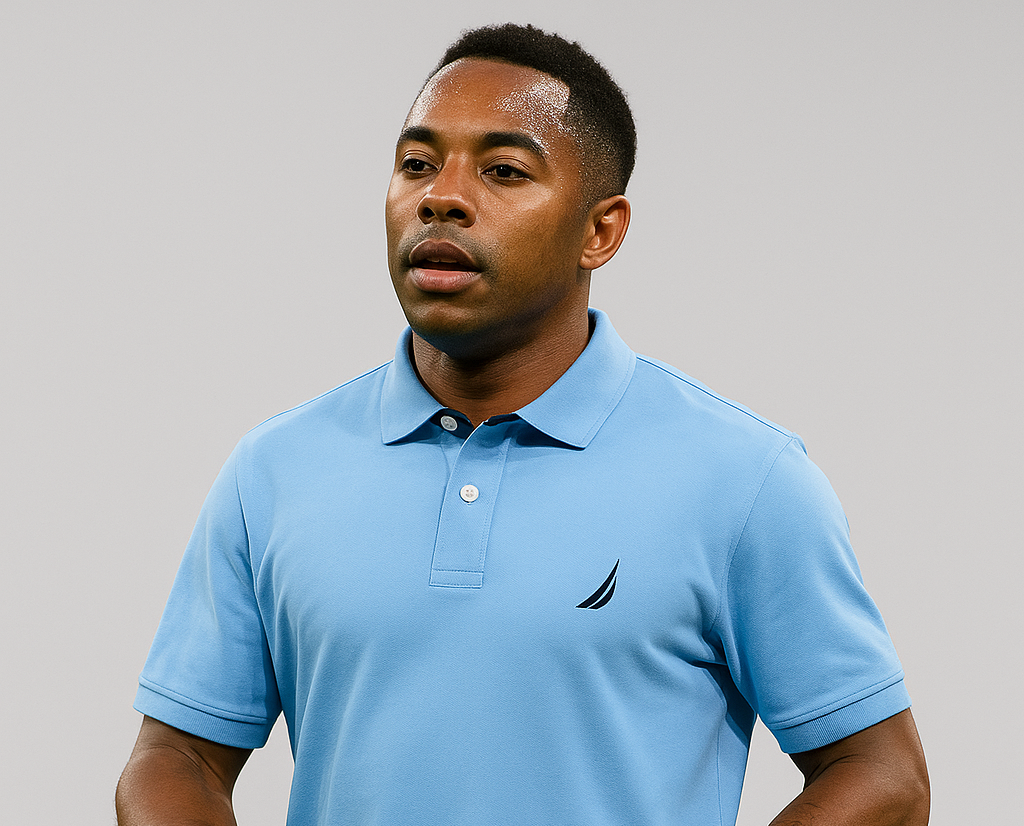 POLO CAMISERO NAUTICA CELESTE / LOGO AZUL MARINO