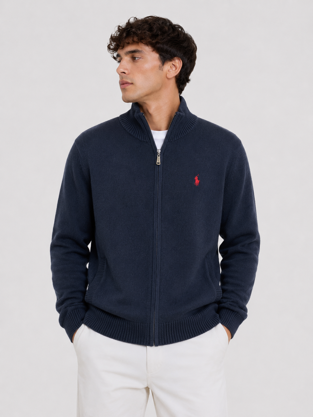 CHOMPA FINA RALPH LAUREN CON CIERRE LARGO  / AZUL MARINO
