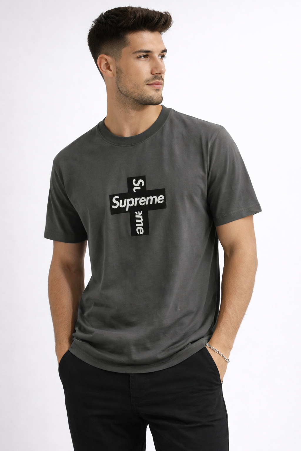 POLO SUPREME GRIS / CRUZ NEGRO
