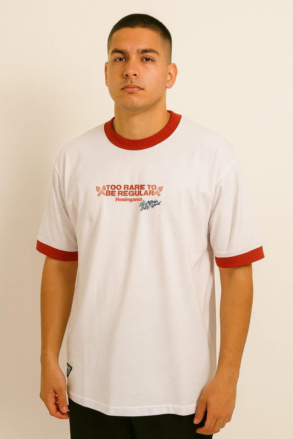 Polo Kleding boxy blanco / borde rojo