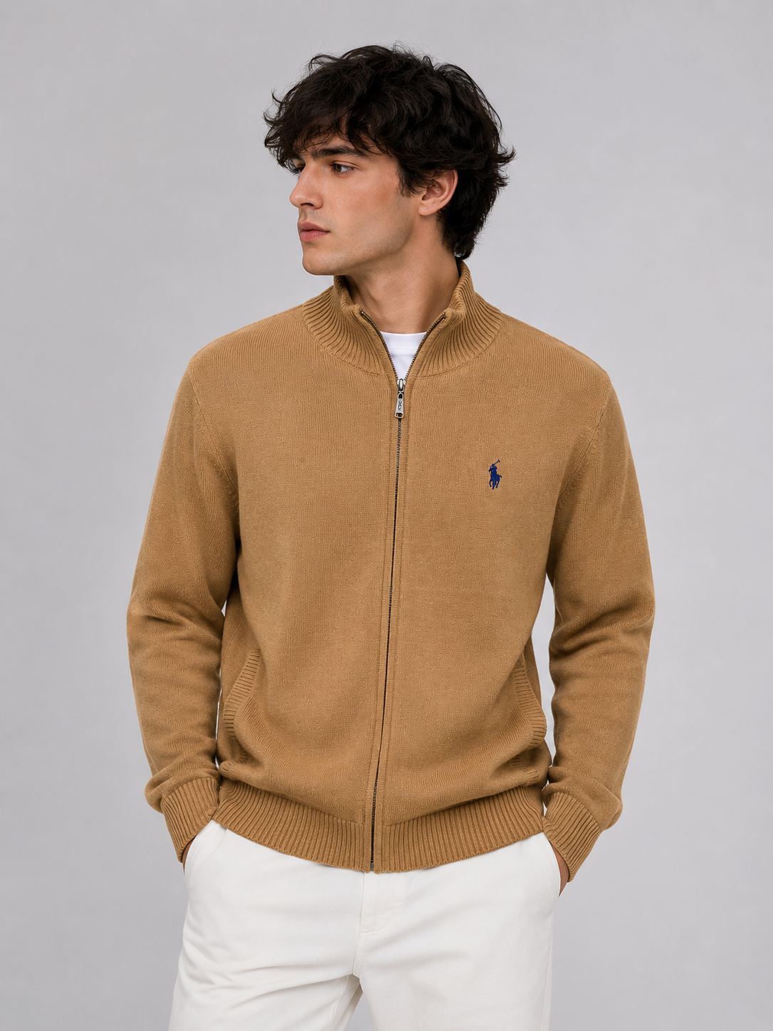 CHOMPA FINA RALPH LAUREN CON CIERRE LARGO  / CAMEL