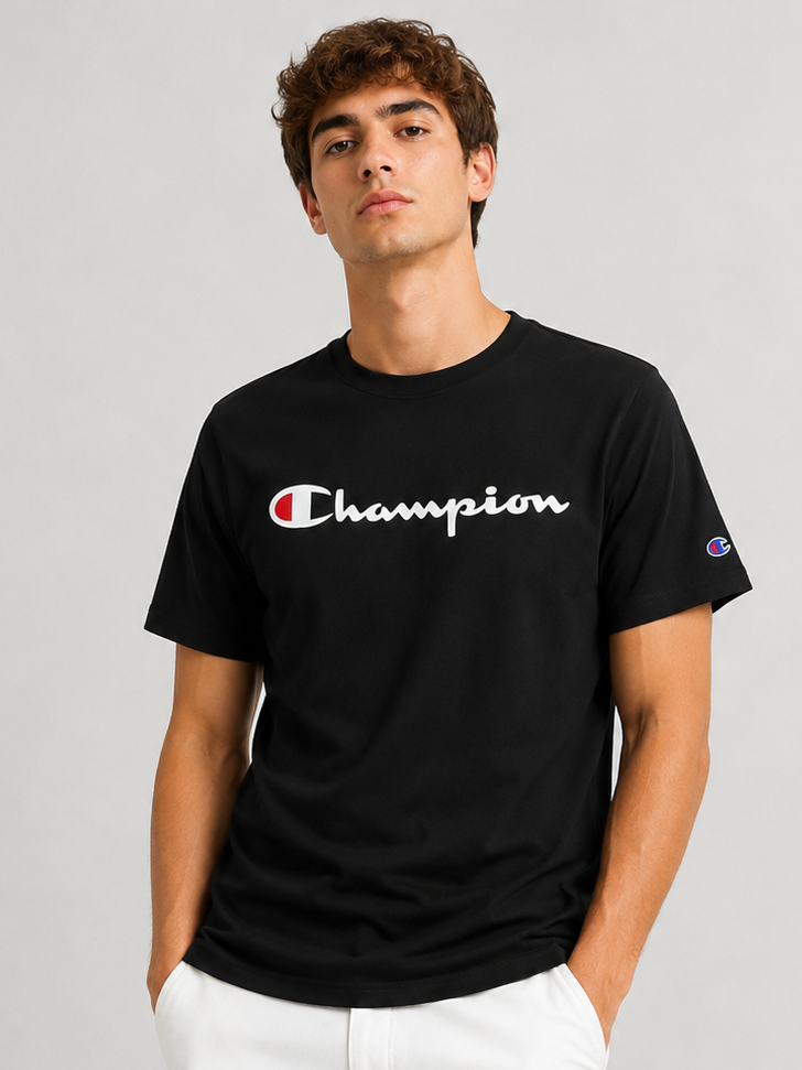 POLO CHAMPION NEGRO / LOGO BLANCO