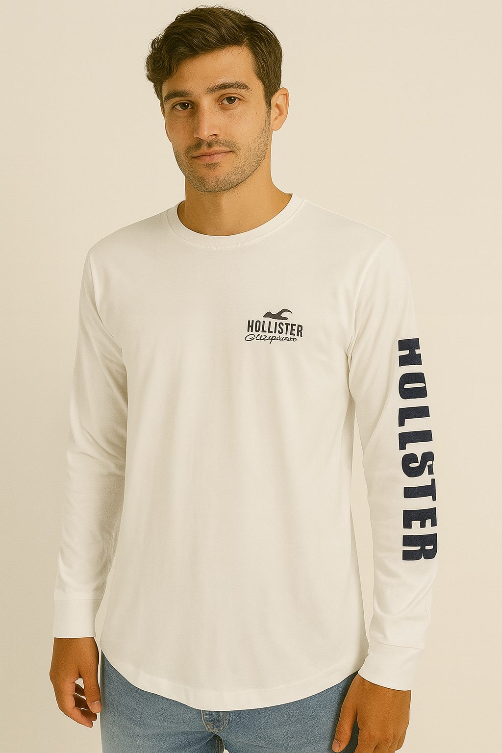 Manga larga hollister blanca