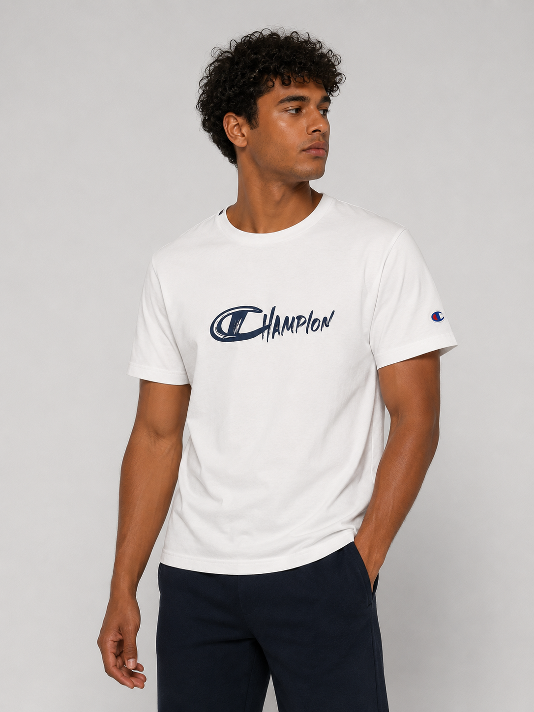 POLO CHAMPION / BLANCO / LETRAS PINCEL