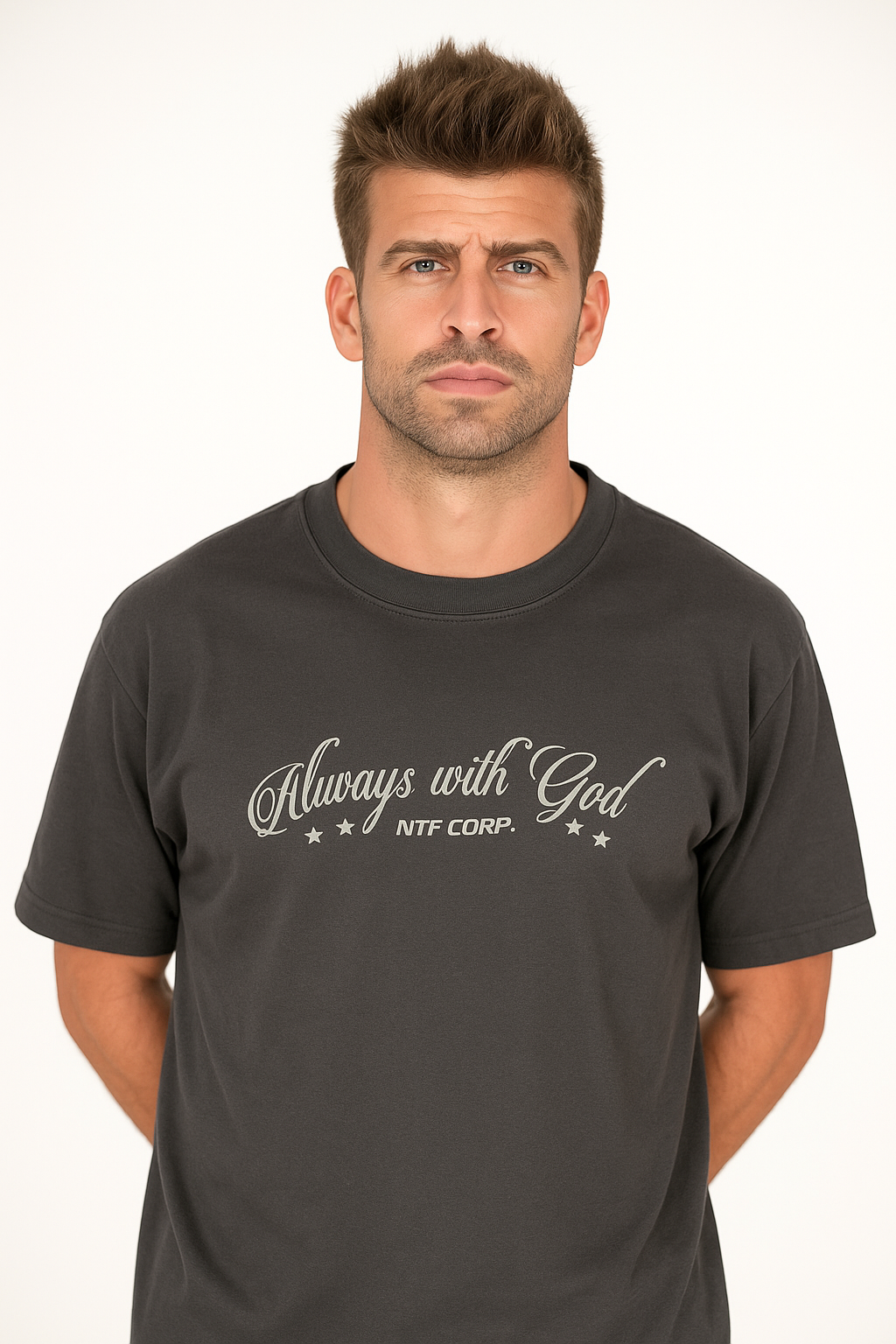 POLO BOXY FIT NTF / PLOMO RATA / ALWAYS WITH GOD