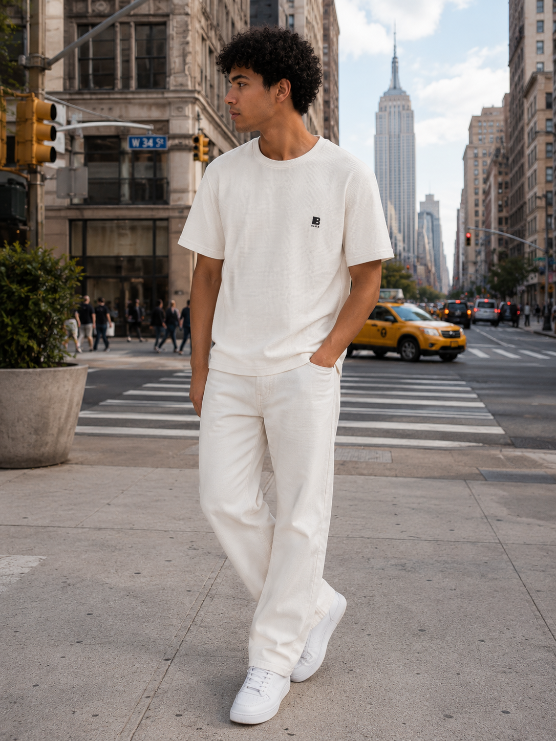 POLO BUTIGER WAFFLE CLASICO / BLANCO / LOGO B