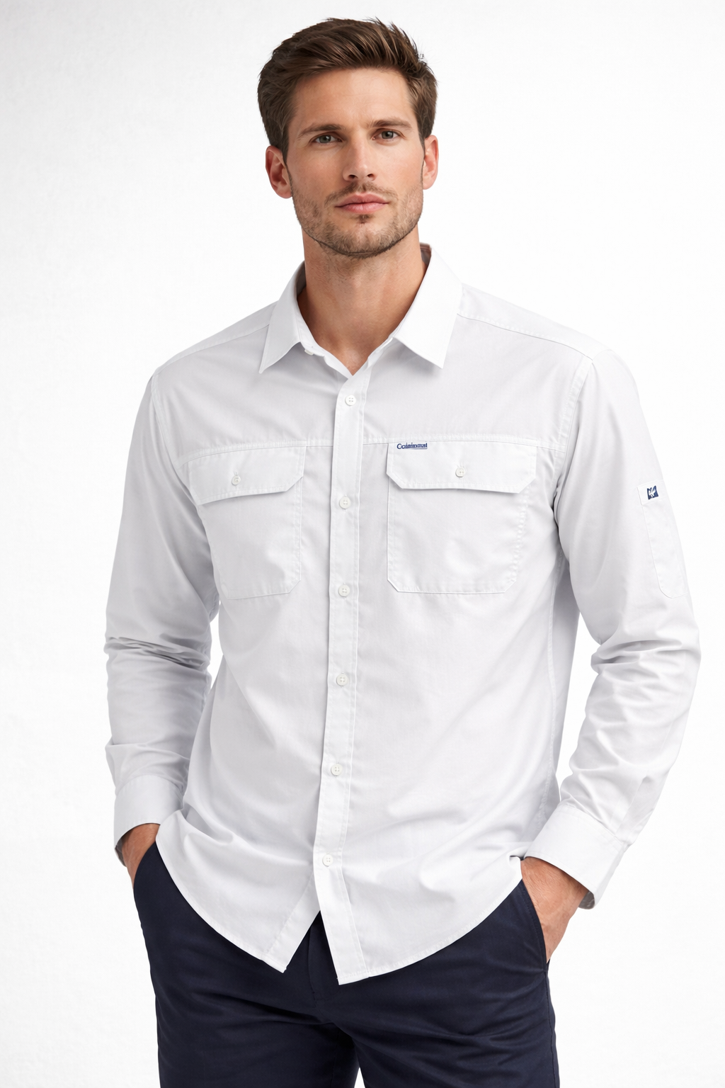 CAMISA PRO MANGA LARGA COLUMBIA / BLANCO