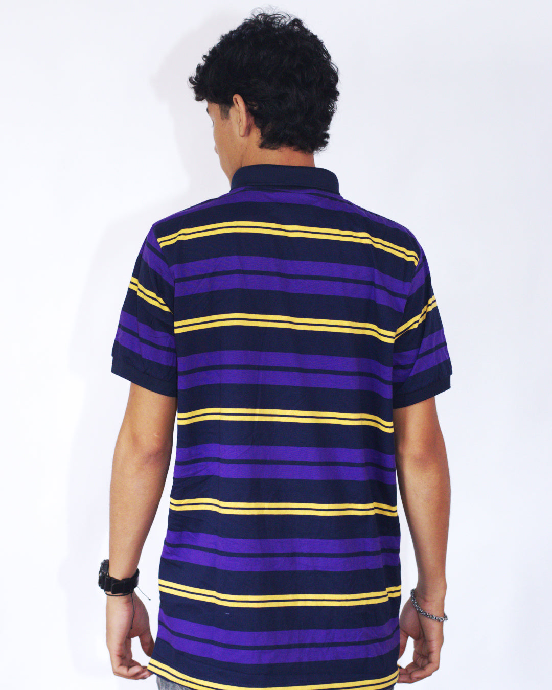 polo camisero lacoste - morado/azul/amarillo