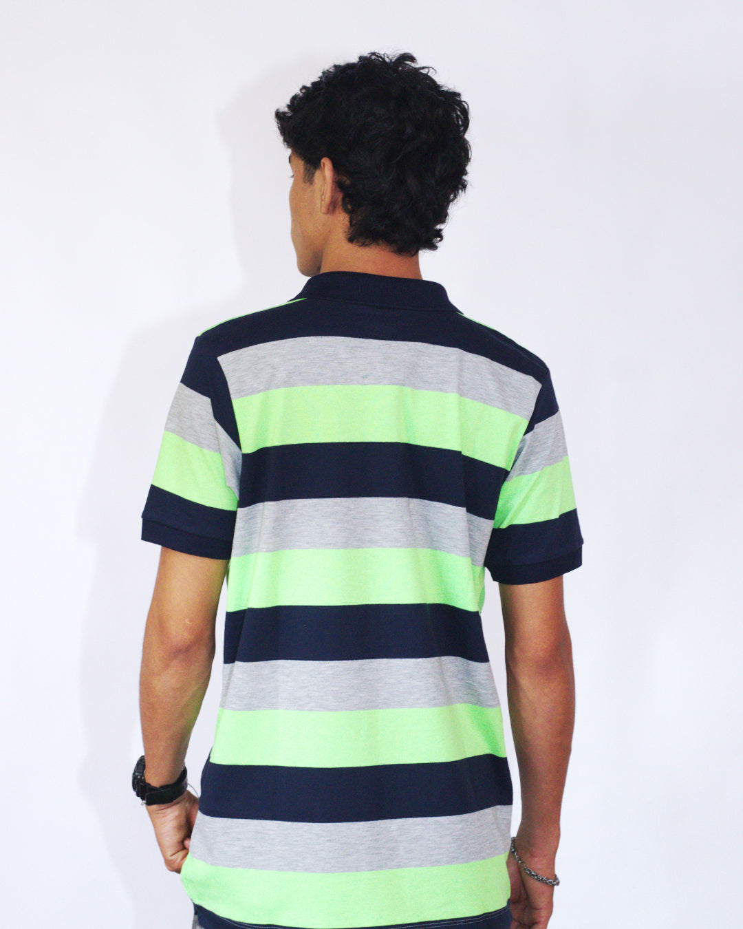polo camisero lacoste - azul/gris/verde