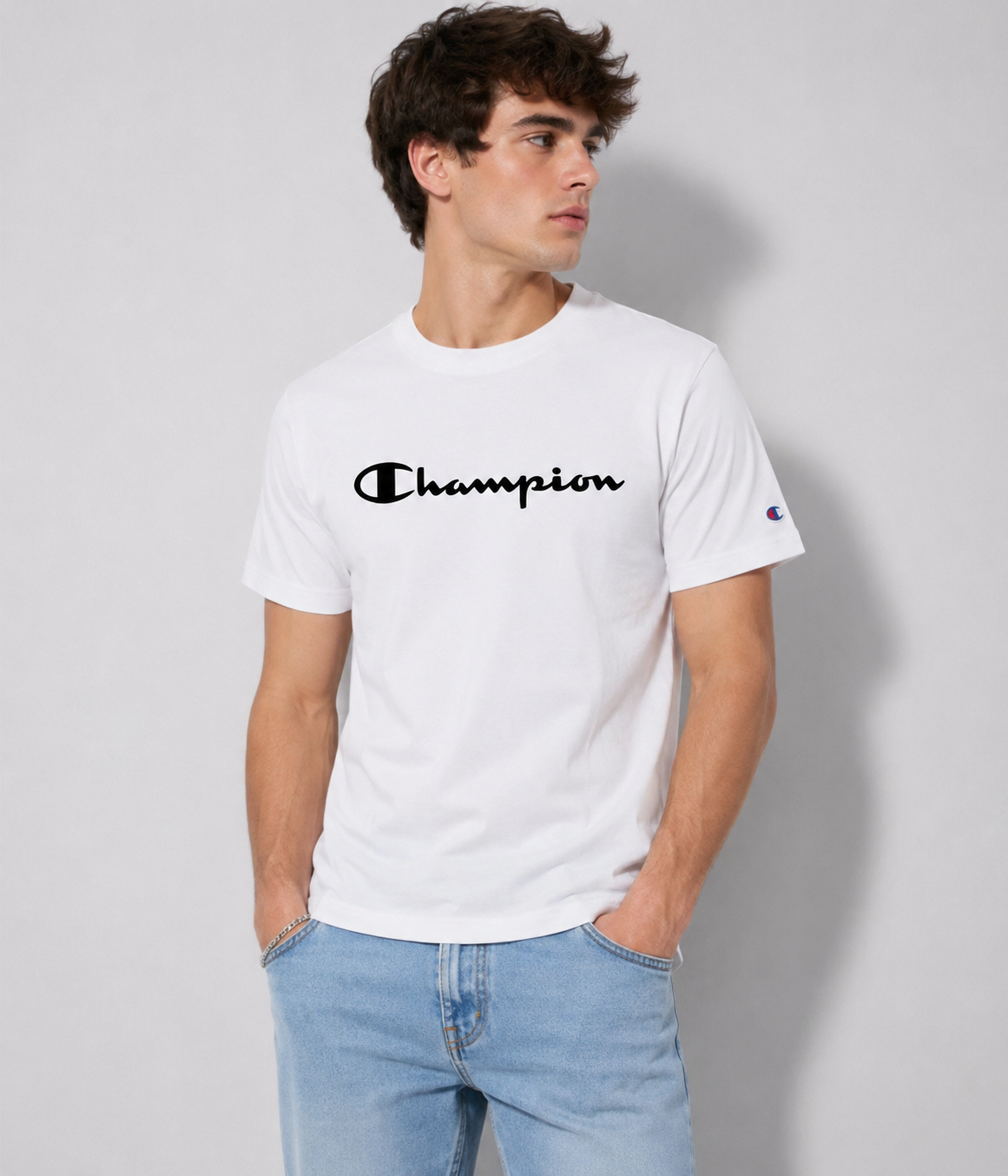 POLO CHAMPION / BLANCO / LOGO NEGRO CLASICO