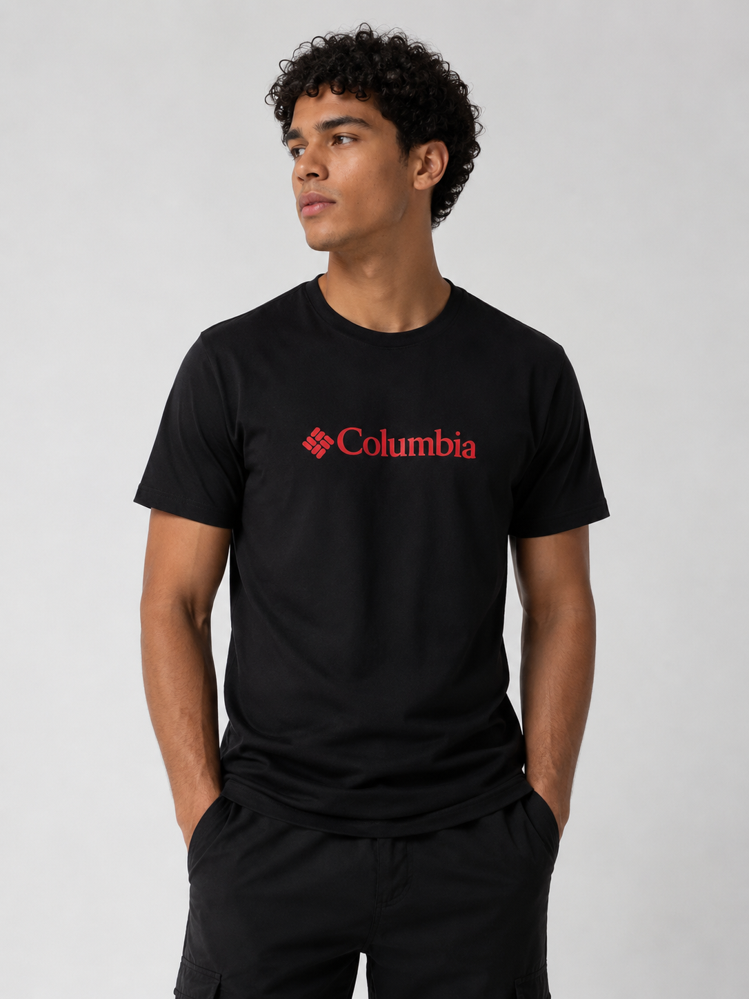 POLO COLUMBIA NEGRO / LOGO GRANDE CENTRO ROJO