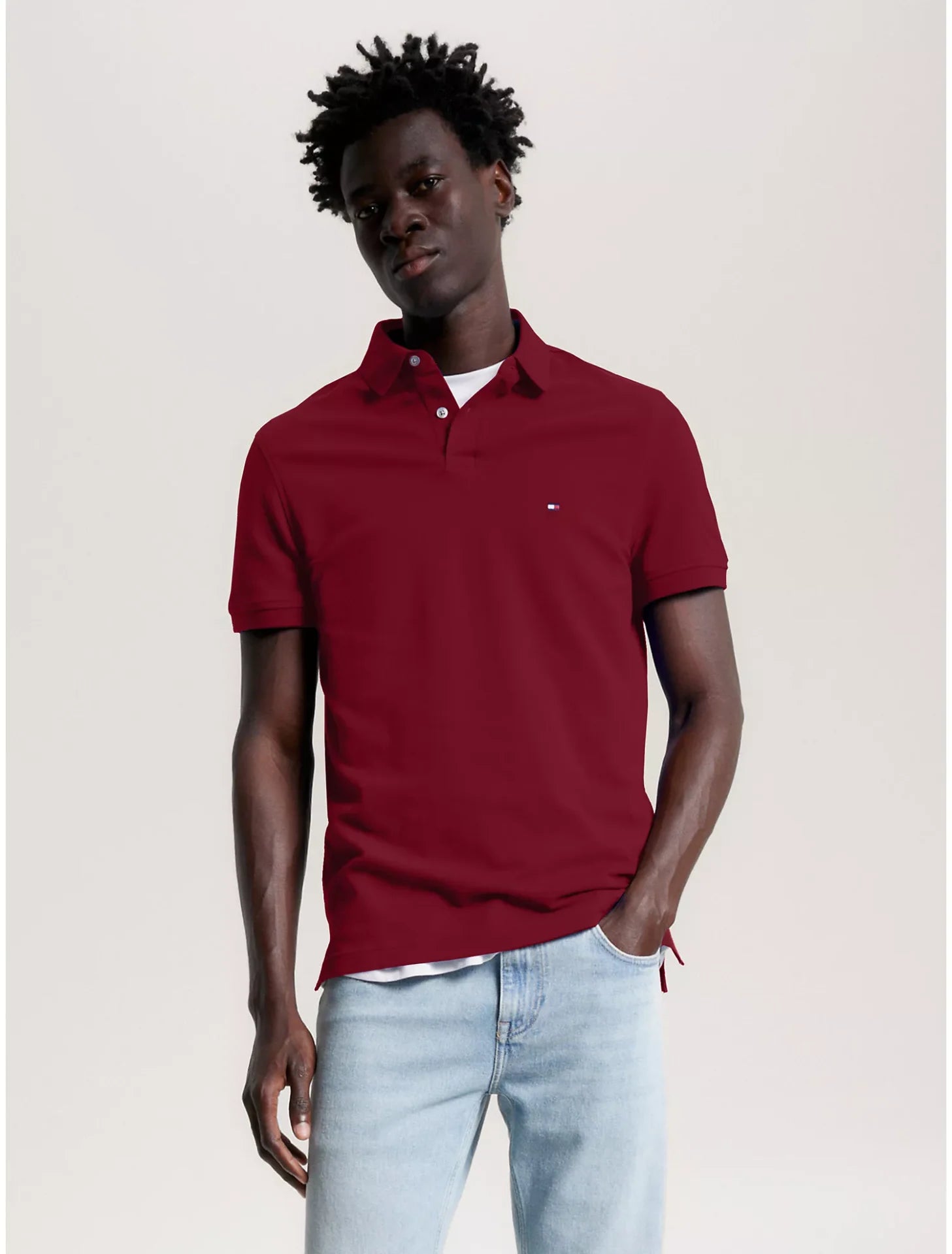 Polo camisero tommy clasico - guinda