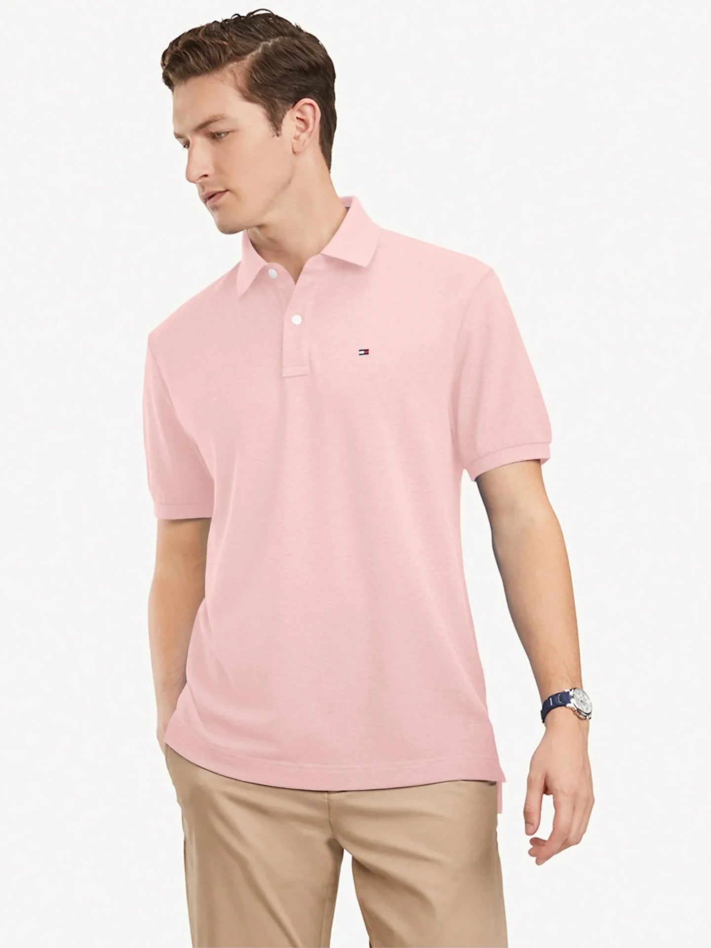 Polo camisero tommy clasico - rosado