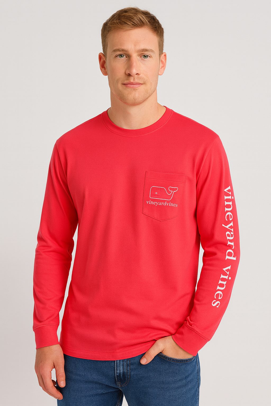 Manga larga Vineyard coral / logo blanco